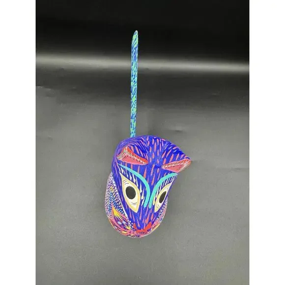 Mexican Oaxaca Folk Art Wood Carved Painted Animal Igor Garcia Alebrije Felidae - Picture 8 of 9